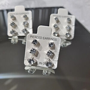 9 pairs rhinestone stud earrings